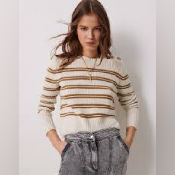 ba&sh: Crystal button-shoulder detailed striped jumper in ecru T0. Almost new. - Picture 1 of 4